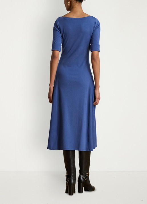 Ralph Lauren Midi jurk met boothals - achterkant 5 inky blue / blauw