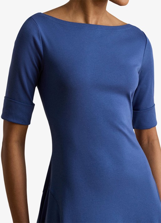 Ralph Lauren Midi jurk met boothals - detail inky blue / blauw