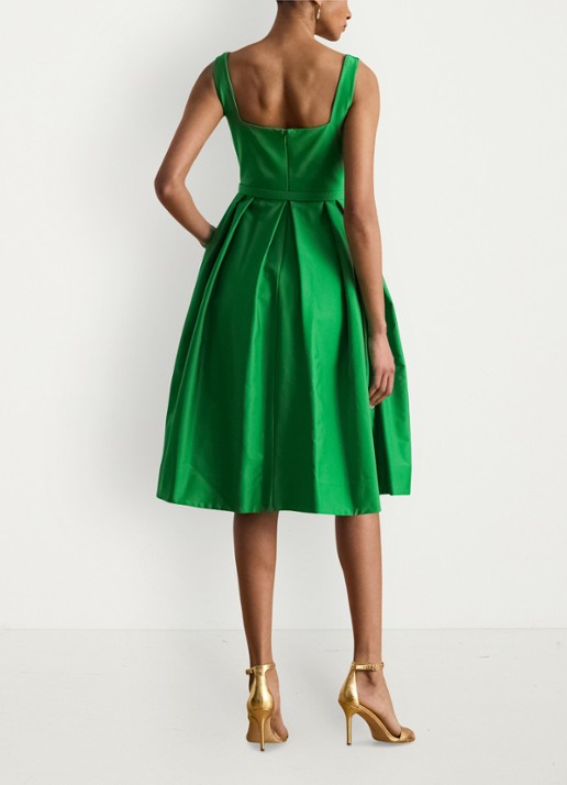Ralph Lauren Midi jurk met ceintuur en steekzakken - achterkant 5 stem / groen