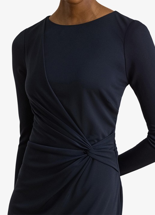 Ralph Lauren Midi jurk met geknoopt detail - detail donkerblauw