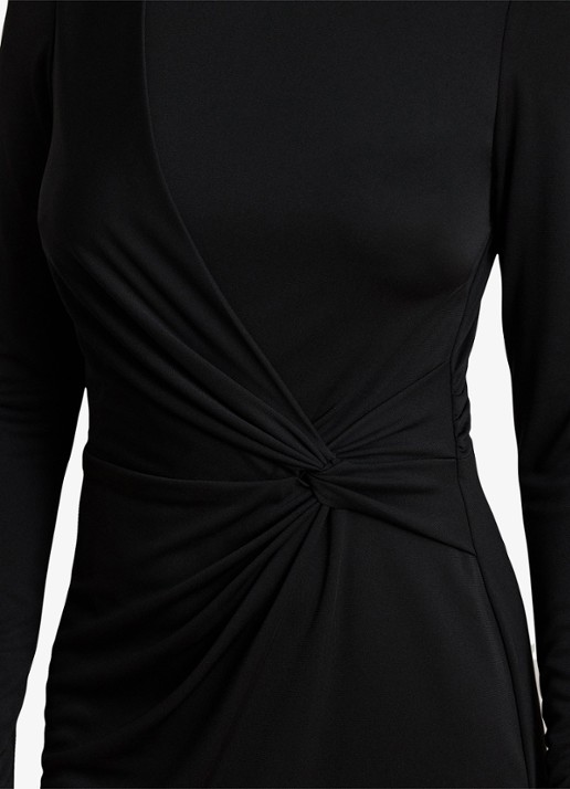 Ralph Lauren Midi jurk met geknoopt detail - detail 2 zwart