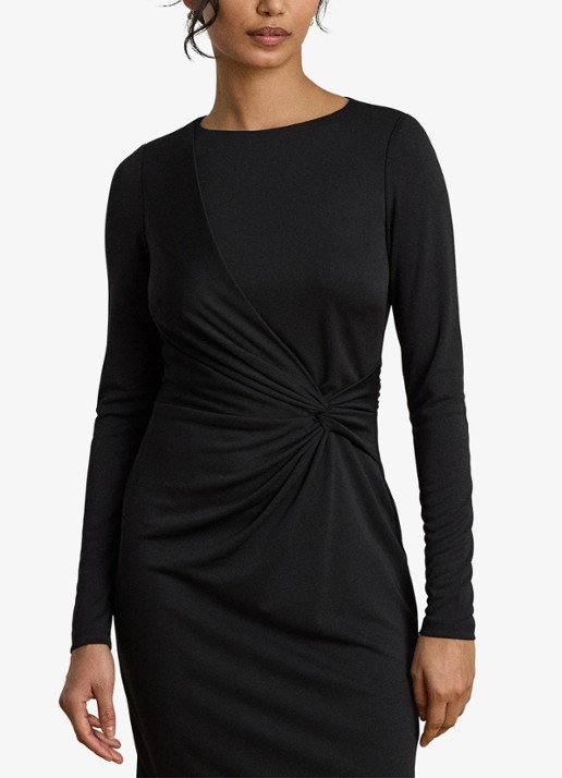 Ralph Lauren Midi jurk met geknoopt detail - detail 3 zwart