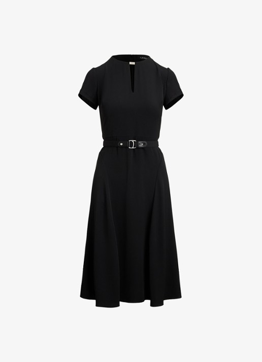 Ralph Lauren Midi jurk met gesp - voorkant 3 zwart