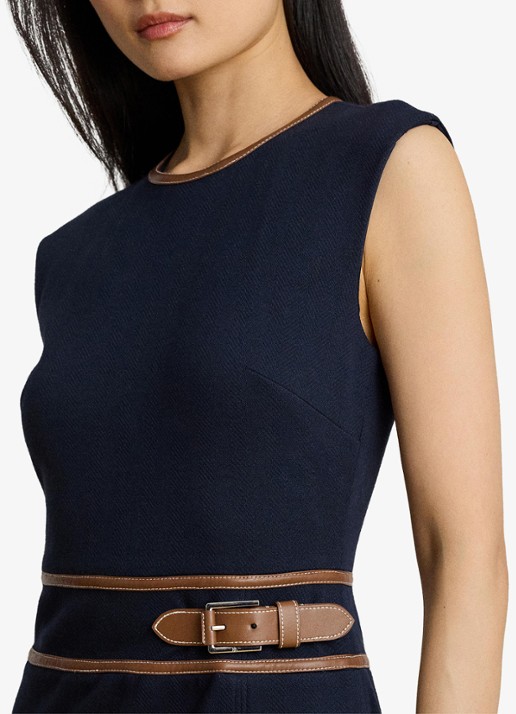 Ralph Lauren Midi jurk met gespdetail - detail 5 lauren navy / donkerblauw