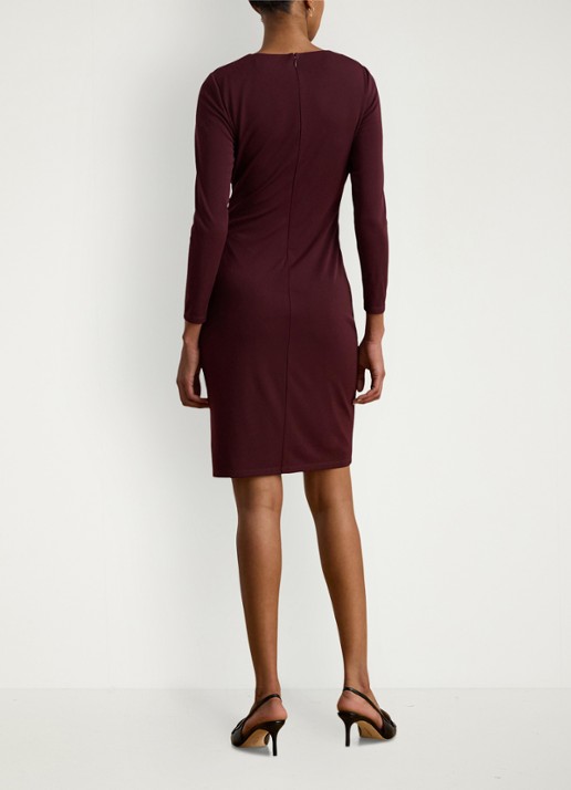 Ralph Lauren Midi jurk met plooidetail - achterkant 4 dark garnet / bordeauxrood