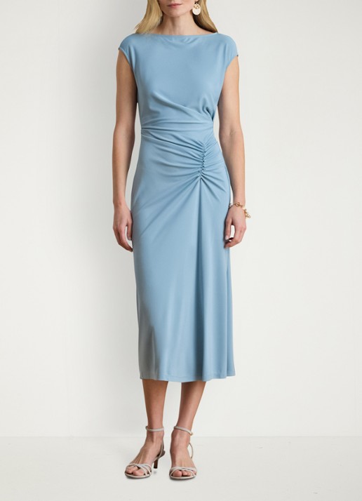 Ralph Lauren Midi jurk met plooidetail - voorkant 3 blue note-2lsm
