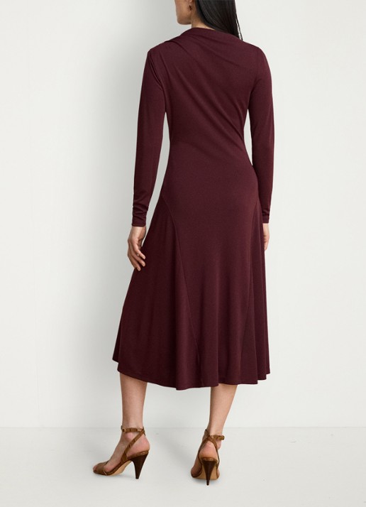 Ralph Lauren Midi jurk met plooidetail - achterkant 3 dark garnet / bordeauxrood
