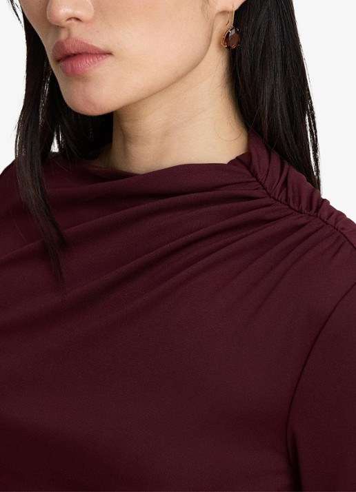 Ralph Lauren Midi jurk met plooidetail - detail 2 dark garnet / bordeauxrood