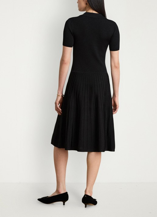 Ralph Lauren Midi jurk met ribstructuur - achterkant 5 zwart