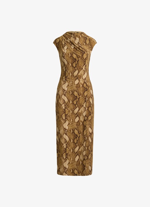 Ralph Lauren Midi jurk met slangenprint en split