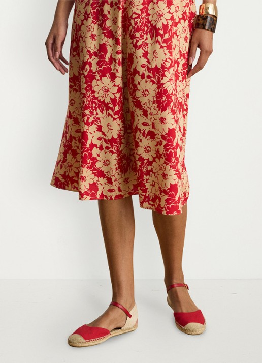 Ralph Lauren Midi rok met bloemenprint - detail 4 red tan / rood