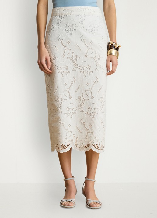 Ralph Lauren Midi rok met broderie