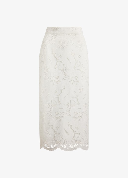 Ralph Lauren Midi rok met broderie - voorkant 2 wit