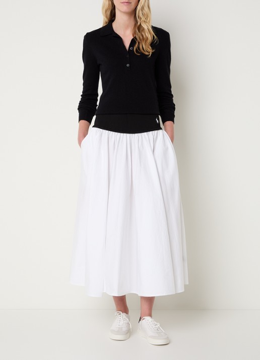 Ralph Lauren Midi rok met logo - voorkant 4 wit