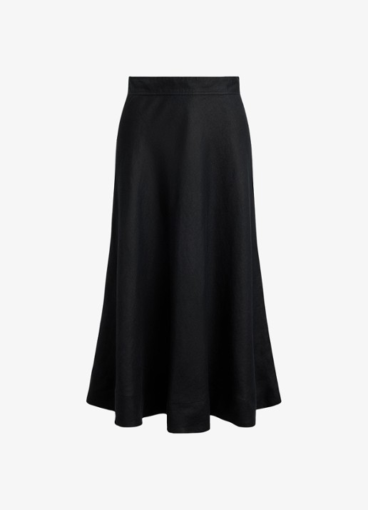 Ralph Lauren Midi rok met plooidetail - voorkant 2 zwart