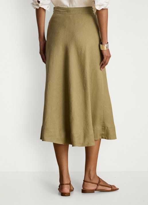 Ralph Lauren Midi rok met plooidetail - achterkant 5 light agave / groen