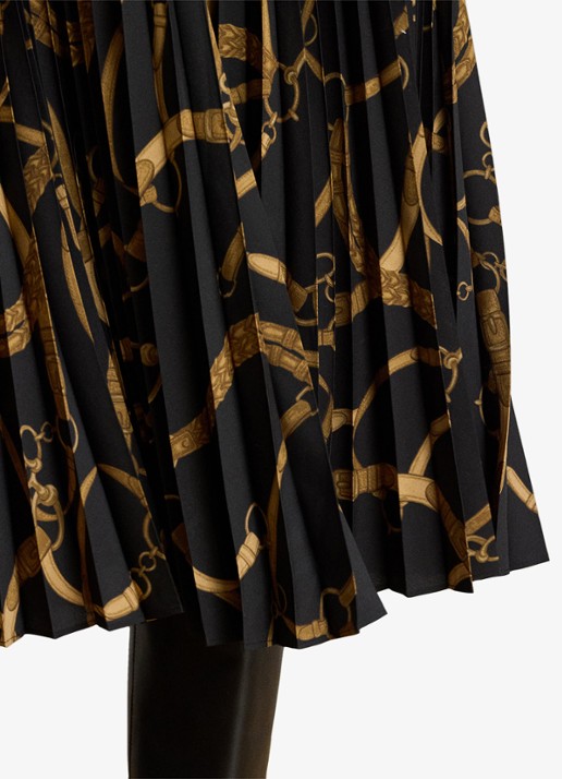 Ralph Lauren Midi rok met print - detail 5 black/tan / zwart