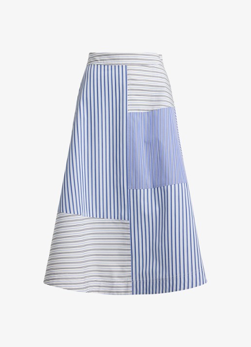 Ralph Lauren Midi rok met streepprint - voorkant 4 blue white multi / blauw