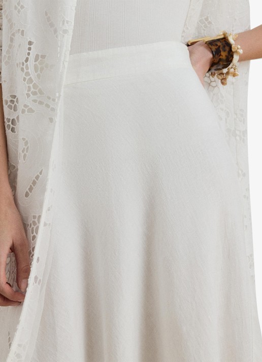 Ralph Lauren Midi rok van linnen - detail 5 wit