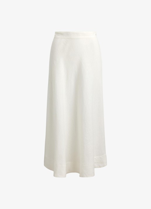 Ralph Lauren Midi rok van linnen - voorkant wit