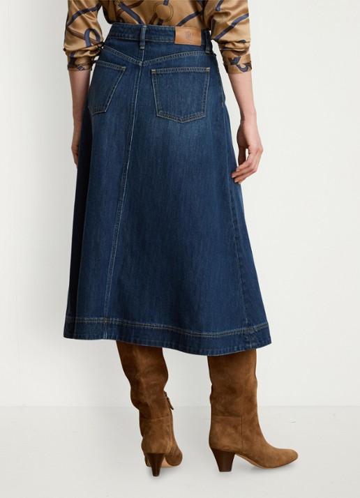 Ralph Lauren Midi spijkerrok in lyocellblend - achterkant marina wash / indigo