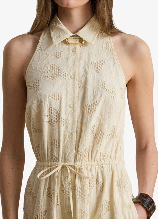 Ralph Lauren Midi tuniekjurk met broderie - detail 3 creme