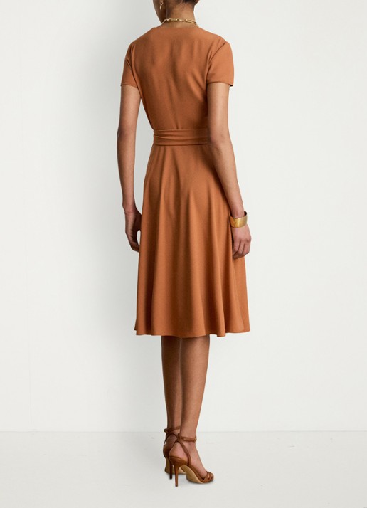 Ralph Lauren Midi wikkeljurk met strikceintuur - achterkant 3 red terracotta / rood