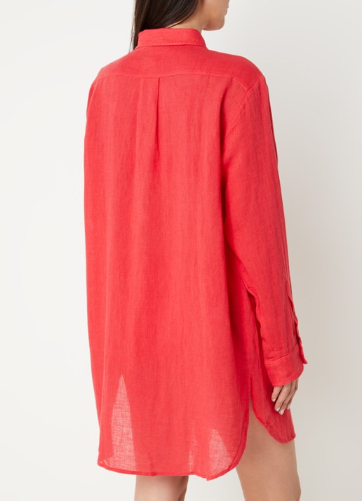 Ralph Lauren Mini blousejurk van linnen - achterkant 2 rood