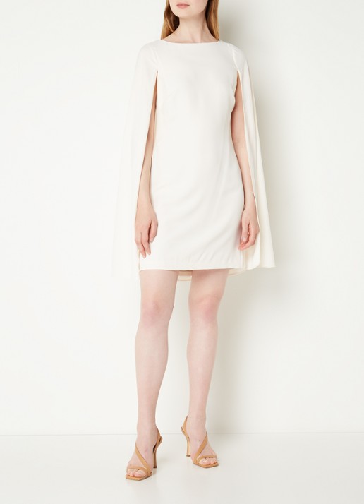 Ralph Lauren Mini jurk met cape en stretch - voorkant 5 creme