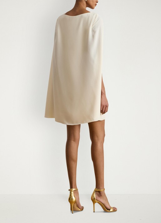 Ralph Lauren Mini jurk met cape en stretch - achterkant 2 creme