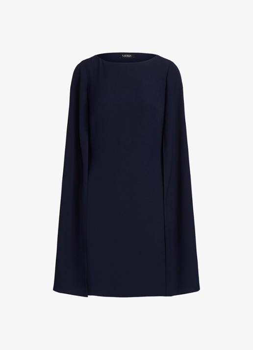 Ralph Lauren Mini jurk met cape en stretch - voorkant 4 lighthouse navy / donkerblauw