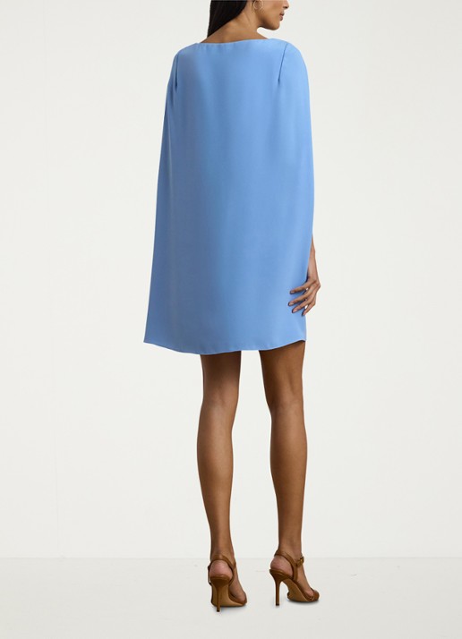 Ralph Lauren Mini jurk met cape en stretch - achterkant 3 sky blue / lichtblauw