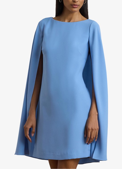 Ralph Lauren Mini jurk met cape en stretch - detail sky blue / lichtblauw