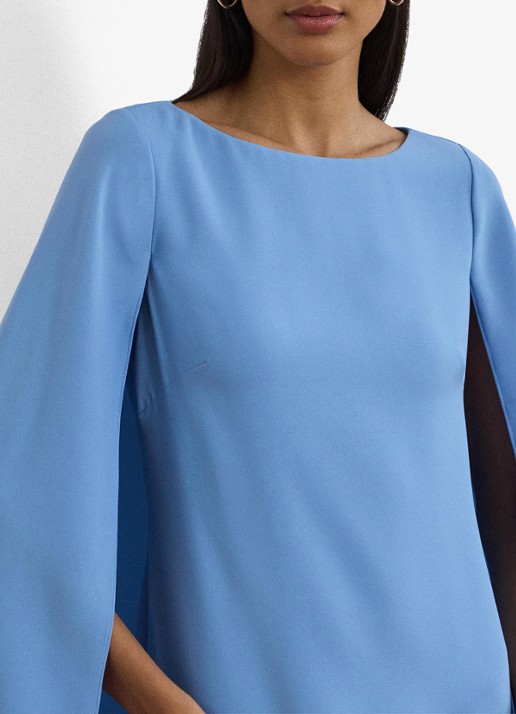 Ralph Lauren Mini jurk met cape en stretch - detail 2 sky blue / lichtblauw