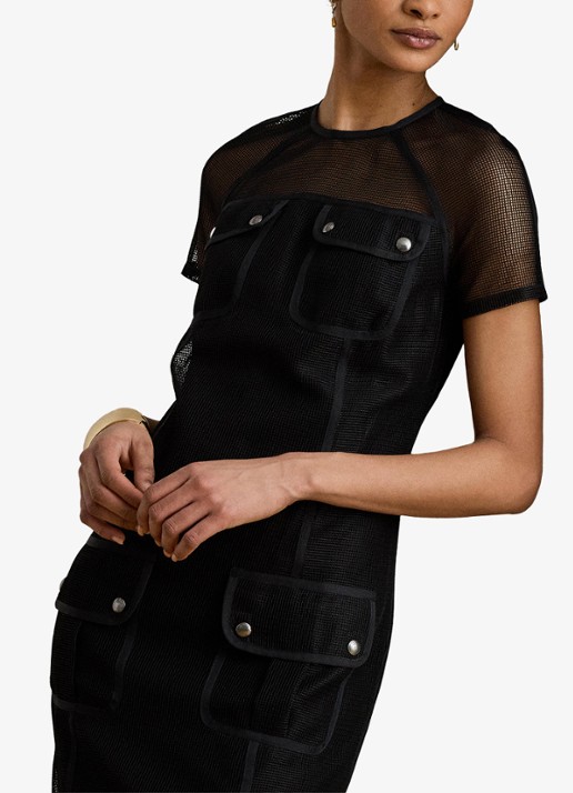 Ralph Lauren Mini jurk van mesh met opgestikte zakken