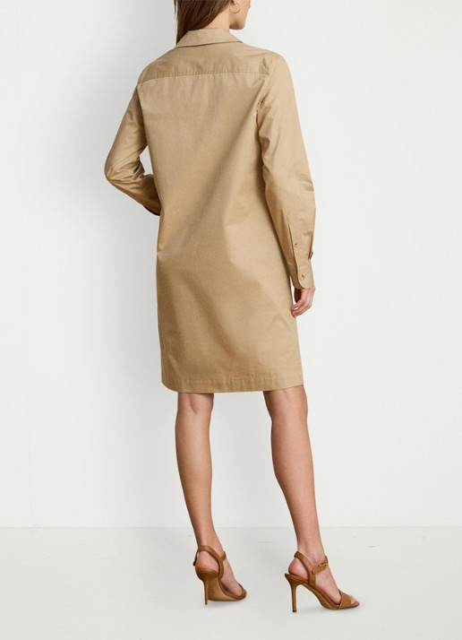 Ralph Lauren Mini tuniekjurk met opgestikte zakken - achterkant 5 birch tan / beige