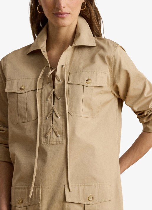 Ralph Lauren Mini tuniekjurk met opgestikte zakken - detail 3 birch tan / beige