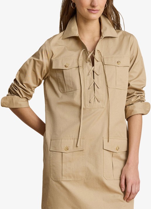 Ralph Lauren Mini tuniekjurk met opgestikte zakken - detail 4 birch tan / beige