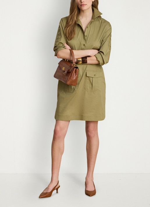 Ralph Lauren Mini tuniekjurk met opgestikte zakken - voorkant 5 light agave / groen
