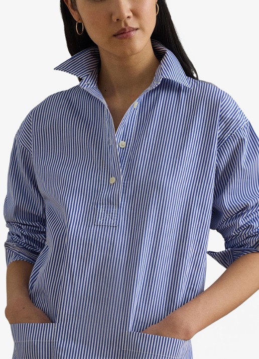 Ralph Lauren Mini tuniekjurk met streepprint - detail 4 blue white 2wdc / blauw