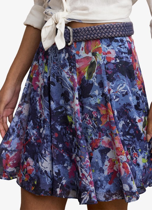 Ralph Lauren Minirok met plooidetail en print - detail 3 blauw