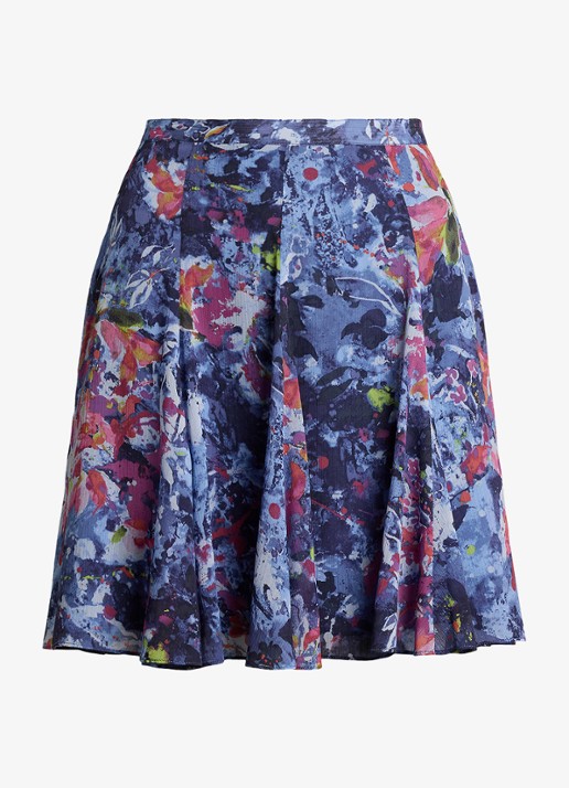 Ralph Lauren Minirok met plooidetail en print - voorkant 4 blauw