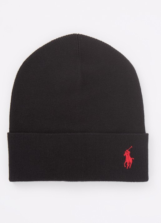 Ralph Lauren Muts met logoborduring - voorkant zwart