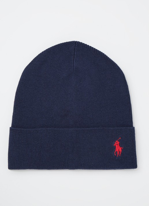 Ralph Lauren Muts met logoborduring - voorkant donkerblauw