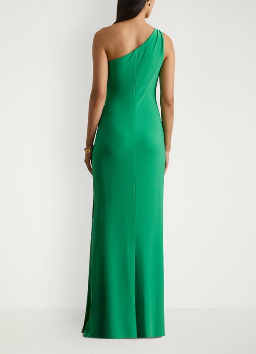 Ralph Lauren Off-shoulder maxi jurk met kettingdetail en split - achterkant 5 stem / groen