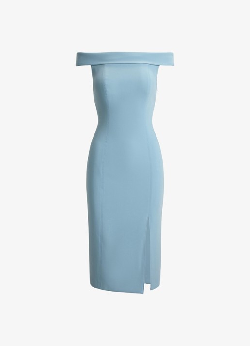 Ralph Lauren Off-shoulder midi jurk met split