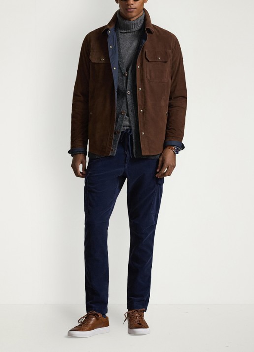 Ralph Lauren Omkeerbaar suède-tafetta overhemdjack - voorkant 2 bruin