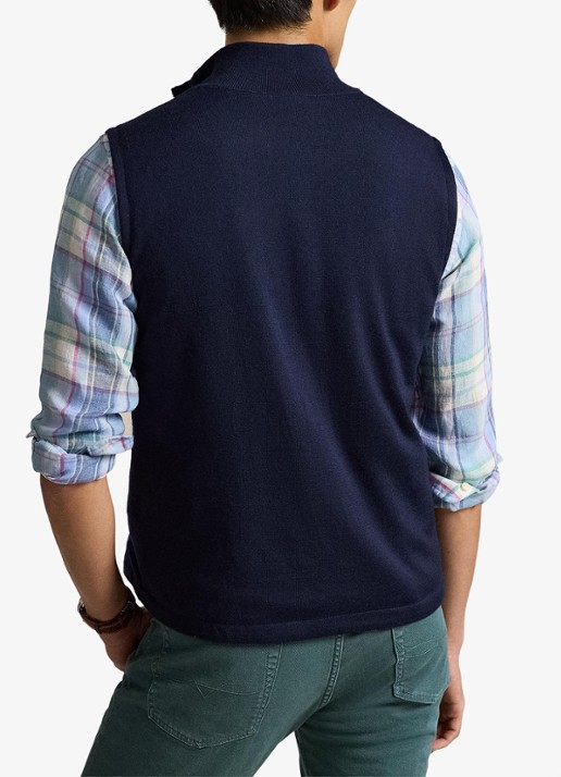 Ralph Lauren Omkeerbare bodywarmer in wolblend - achterkant donkerblauw