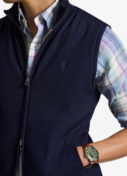 Ralph Lauren Omkeerbare bodywarmer in wolblend - detail 3 donkerblauw