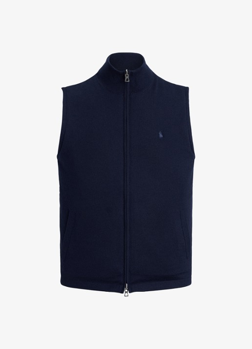 Ralph Lauren Omkeerbare bodywarmer in wolblend - voorkant 4 donkerblauw